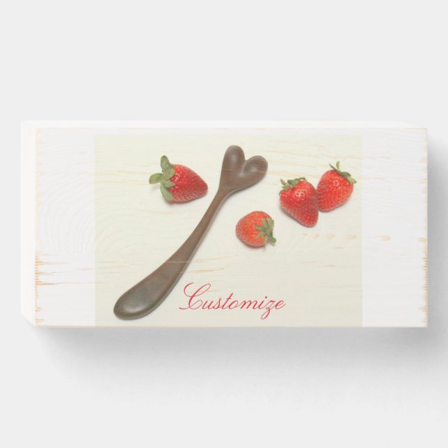 Heart Spoon With Strawberries Thunder_Cove Wooden Box Sign (Front Horizontal)