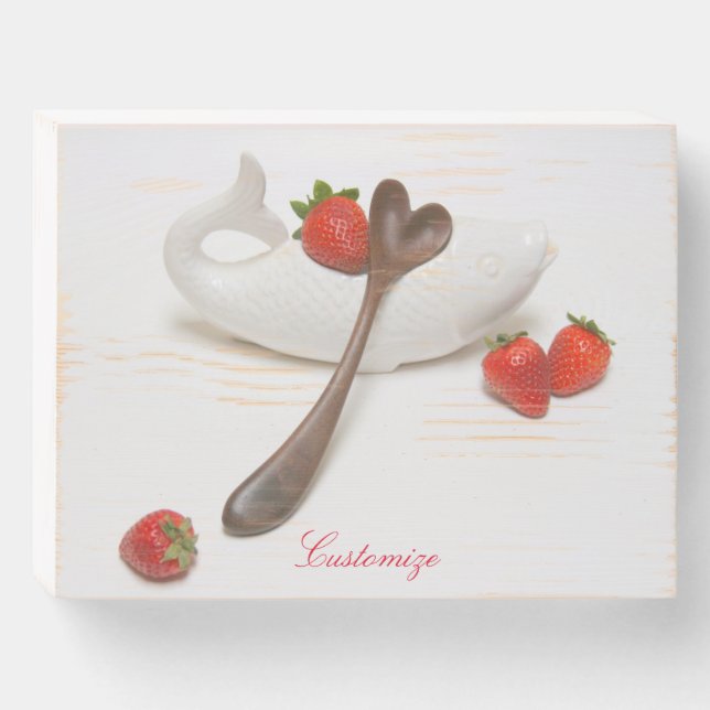 Heart Spoon With Strawberries Thunder_Cove Wooden Box Sign (Front Horizontal)