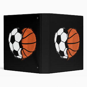 Heart Sports Soccer Basketball Ball Lover Valentin 3 Ring Binder
