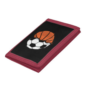 Heart Sports Soccer Basketball Ball Lover Valentin Tri-fold Wallet