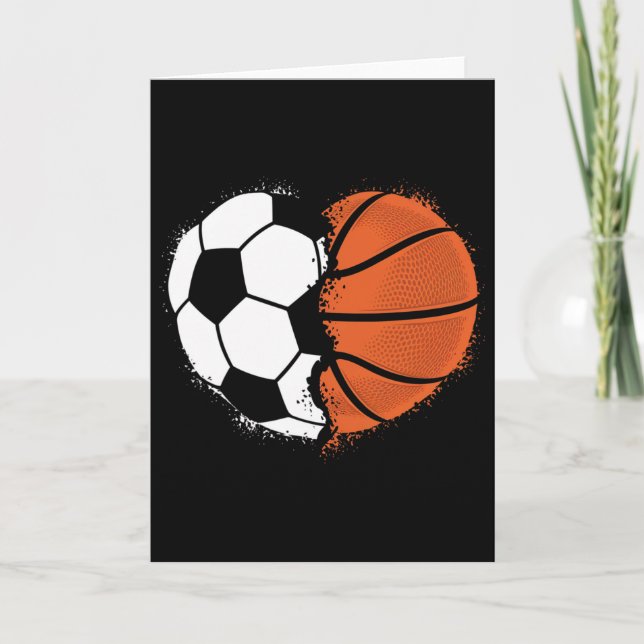 Heart Sports Soccer Bysketbyll Byll Lover Valentin Card (Front)