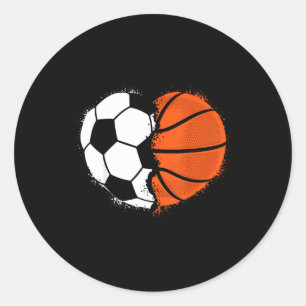Heart Srts Soccer Basketball Ball Lover Valentines Classic Round Sticker