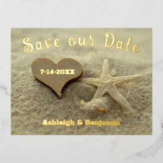 Heart Starfish Beach Wedding Save the Date