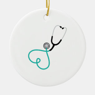 Heart Stethoscope Ceramic Ornament