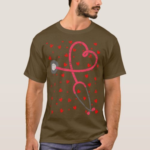 Heart Stethoscope Cute Love Nursing Valentines Day T_Shirt