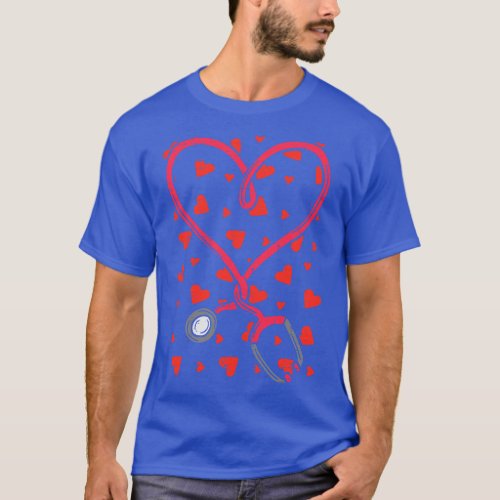 Heart Stethoscope Cute Love Nursing Valentines Day T_Shirt