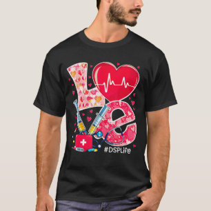 Heart Stethoscope Cute Love Nursing Valentines Dsp T-Shirt