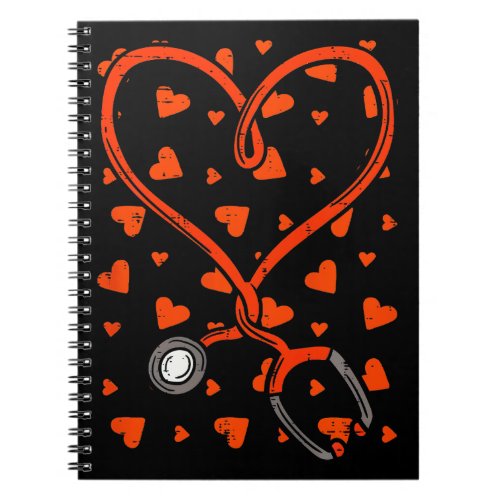 Heart Stethoscope Cute Love Nursing Valentines Notebook