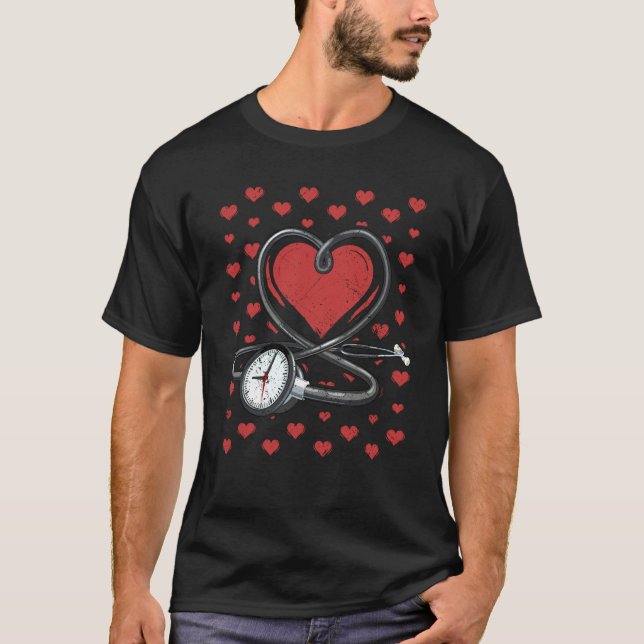 Heart Stethoscope Cute Love Scrub Top Valentines D (Front)