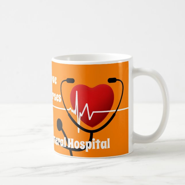 Heart , Stethoscope & ECG Nurses Coffee Mug (Right)