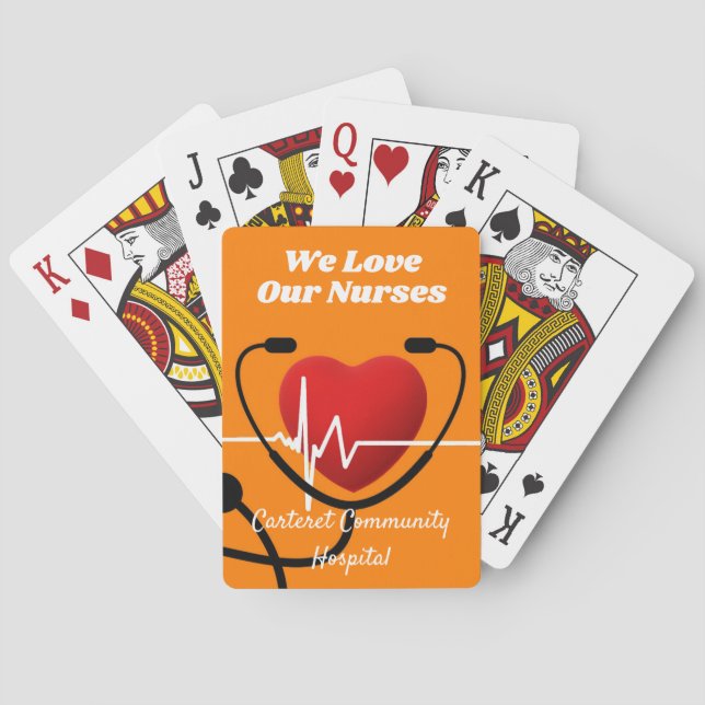 Heart , Stethoscope & ECG Nurses  Poker Cards (Back)