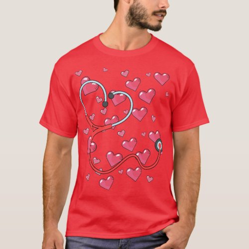 Heart Stethoscope Love Nursing Valentines Day Nurs T_Shirt