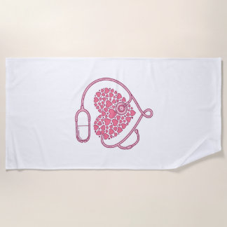 Heart Stethoscope Medical Love Vector Shirt Design Beach Towel