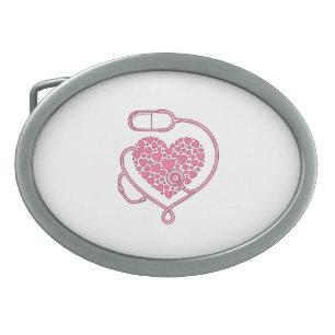 Heart Stethoscope Medical Love Vector Shirt Design Belt Buckle