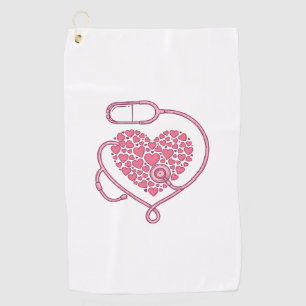 Heart Stethoscope Medical Love Vector Shirt Design Golf Towel