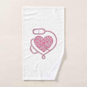 Heart Stethoscope Medical Love Vector Shirt Design Hand Towel