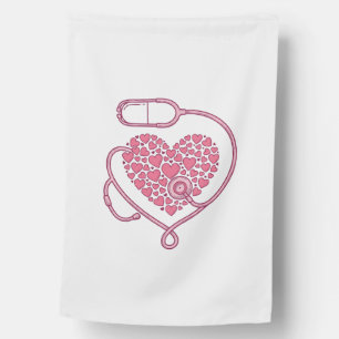 Heart Stethoscope Medical Love Vector Shirt Design House Flag