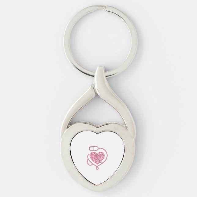 Heart Stethoscope Medical Love Vector Shirt Design Keychain (Front)