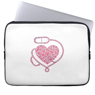 Heart Stethoscope Medical Love Vector Shirt Design Laptop Sleeve