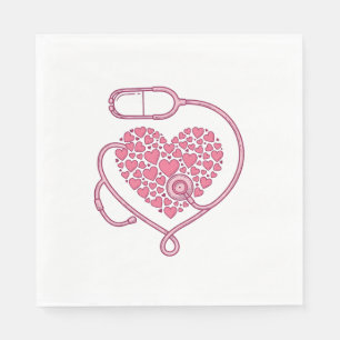 Heart Stethoscope Medical Love Vector Shirt Design Napkins