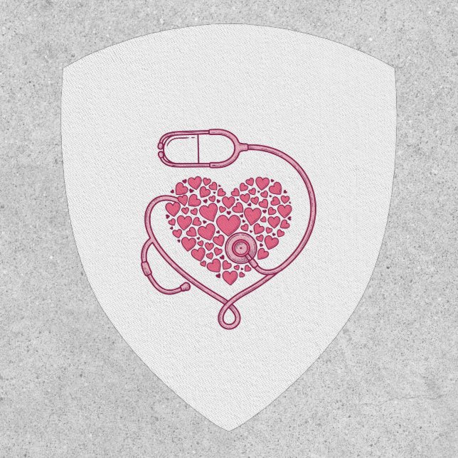 Heart Stethoscope Medical Love Vector Shirt Design Patch (Front)