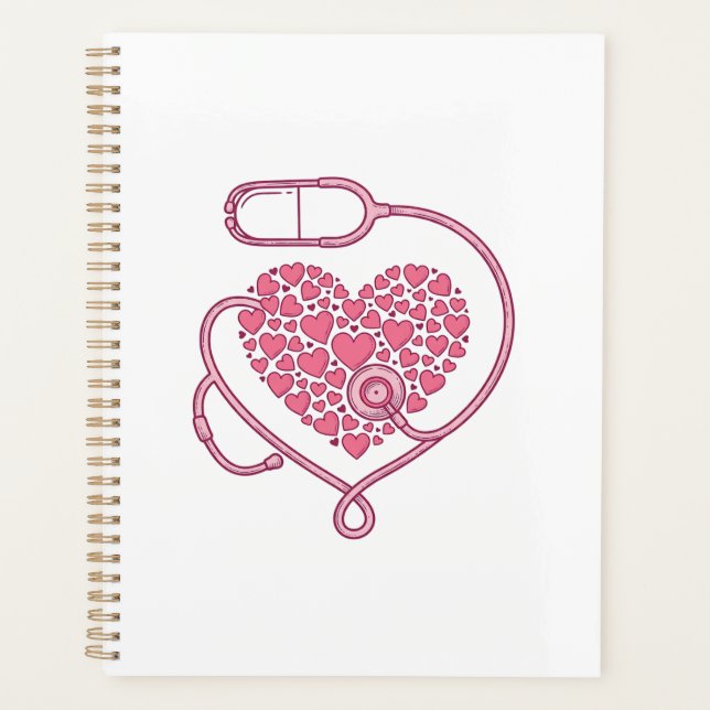 Heart Stethoscope Medical Love Vector Shirt Design Planner (Front)