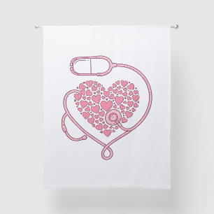 Heart Stethoscope Medical Love Vector Shirt Design Sheer Curtains