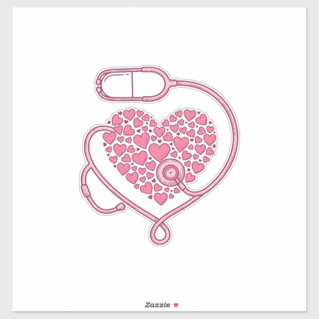 Heart Stethoscope Medical Love Vector Shirt Design Sticker (Sheet)