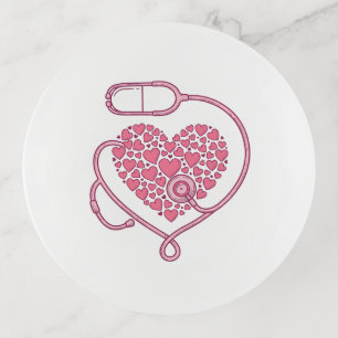 Heart Stethoscope Medical Love Vector Shirt Design Trinket Tray
