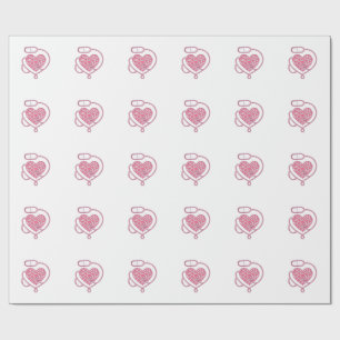 Heart Stethoscope Medical Love Vector Shirt Design Wrapping Paper