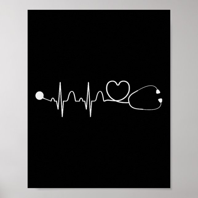 Heart Stethoscope Nursery Heartbeat Gift Nurse  Poster (Front)