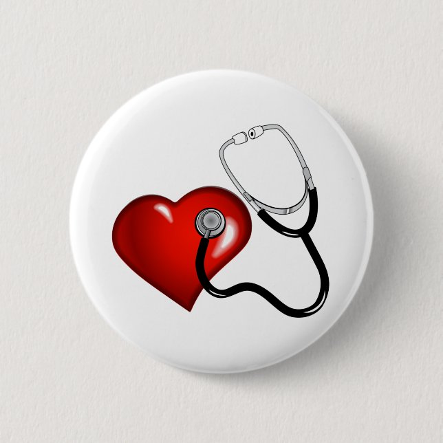 Heart Stethoscope Personalized Nurse Medical Button (Front)
