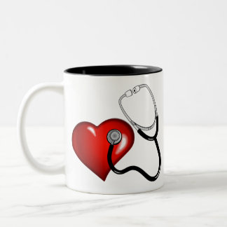 Heart Stethoscope Personalized Nurse Medical Two-Tone Coffee Mug