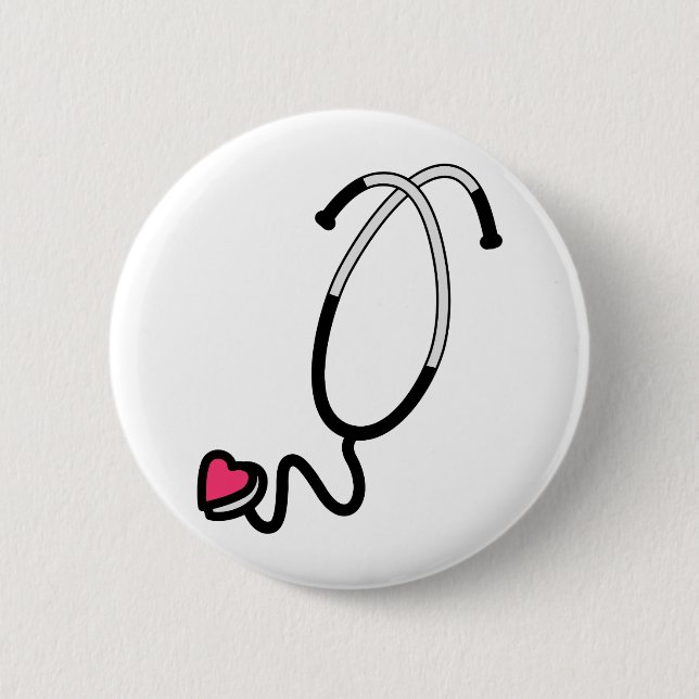 Heart Stethoscope Pinback Button (Front)