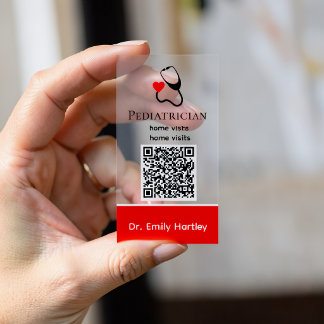 Heart Stethoscope | - Qr code minimal Clear Business Cards
