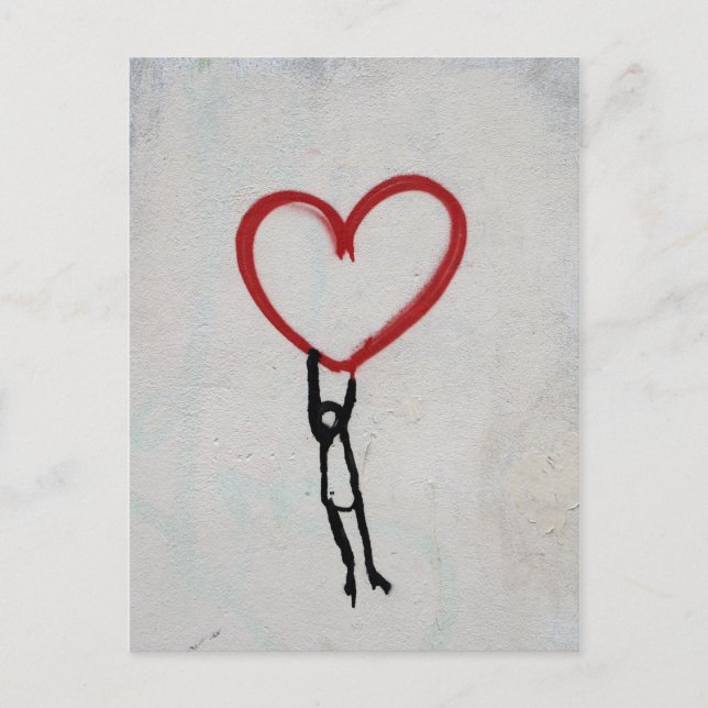 HEART & STICK MAN GRAFFITI WALL STREET ART POSTCARD (Front)