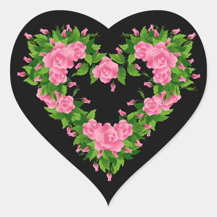 Heart Stickers-Pink Roses Heart Sticker | Zazzle.com