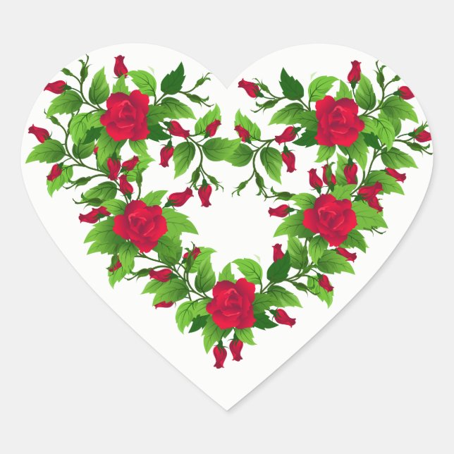 Heart Stickers-Red Roses Heart Sticker (Front)