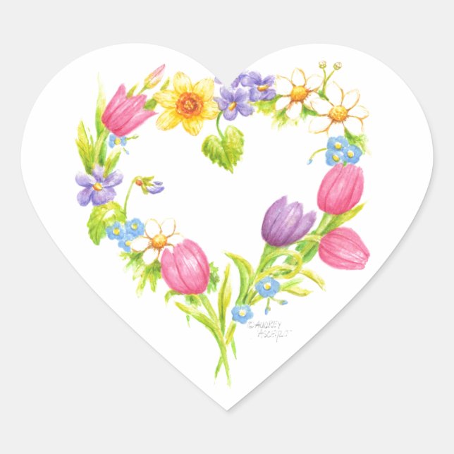 Heart Stickers Spring Flowers (Front)