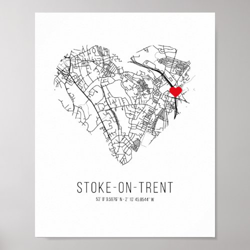 Heart Stoke_on_Trent City Map United Kingdom Poster