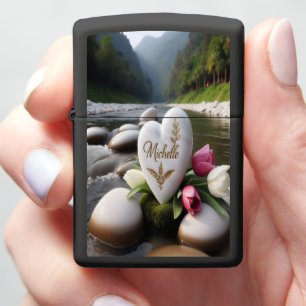 Heart stone for Michelle by the River Zippo Lighter