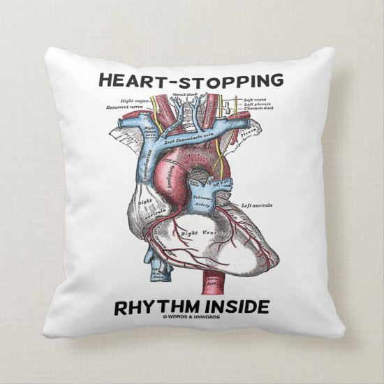 Heart-Stopping Rhythm Inside Anatomical Heart Throw Pillow