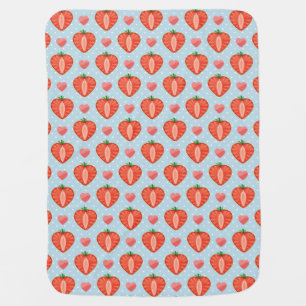Heart Strawberries with Polka Dots And Hearts Baby Blanket
