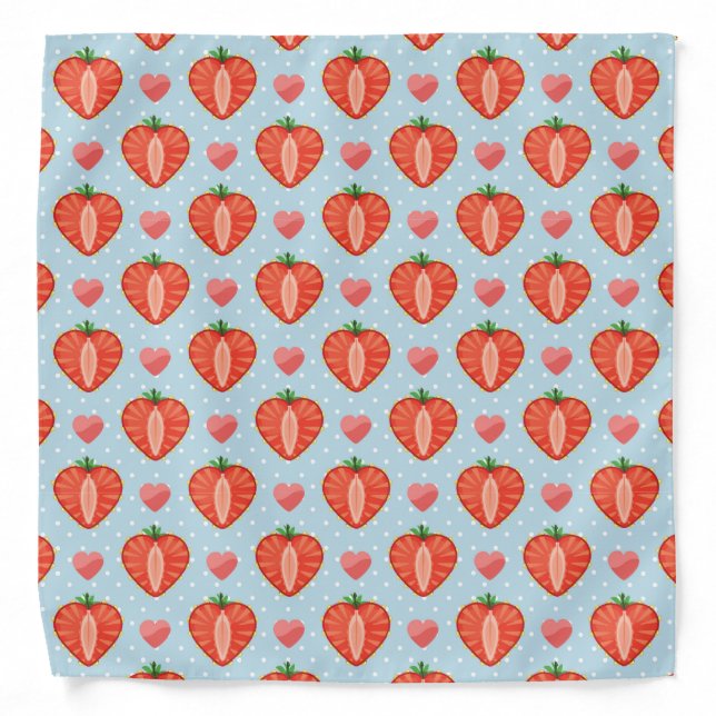 Heart Strawberries with Polka Dots And Hearts Bandana (Front)