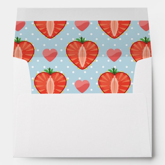 Heart Strawberries with Polka Dots And Hearts Envelope (Back (Bottom))