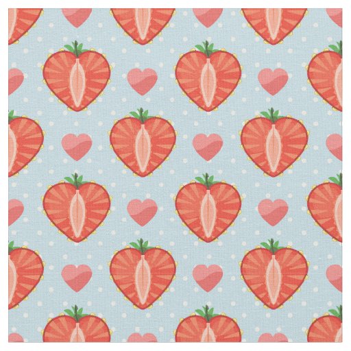 Heart Strawberries with Polka Dots And Hearts Fabric