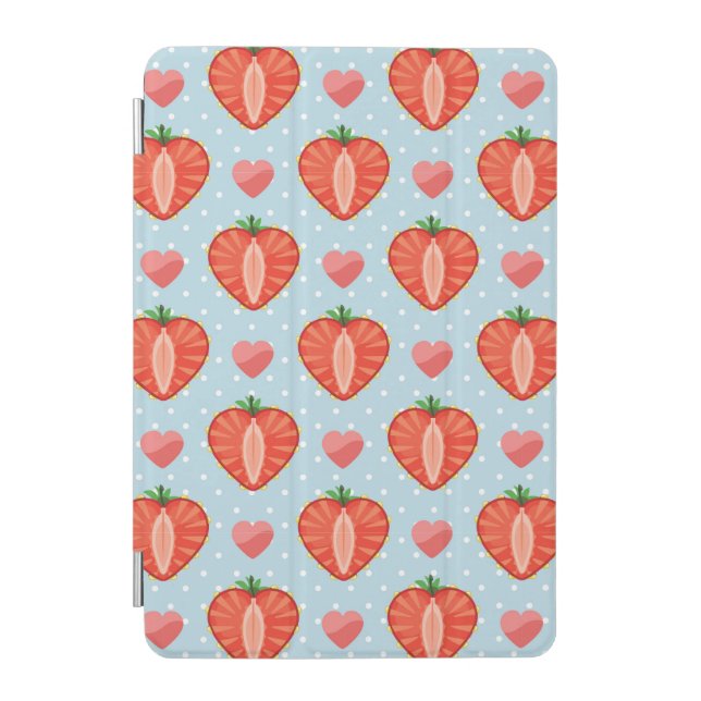 Heart Strawberries with Polka Dots And Hearts iPad Mini Cover (Front)
