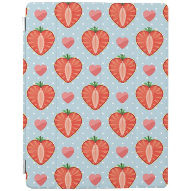 Heart Strawberries with Polka Dots And Hearts iPad Smart Cover (Front)