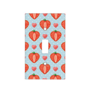 Heart Strawberries with Polka Dots And Hearts Light Switch Cover