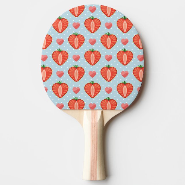 Heart Strawberries with Polka Dots And Hearts Ping-Pong Paddle (Front)